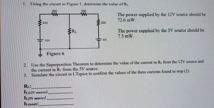 Solved 1. Using the circuit in Figure 1, determine the value | Chegg.com