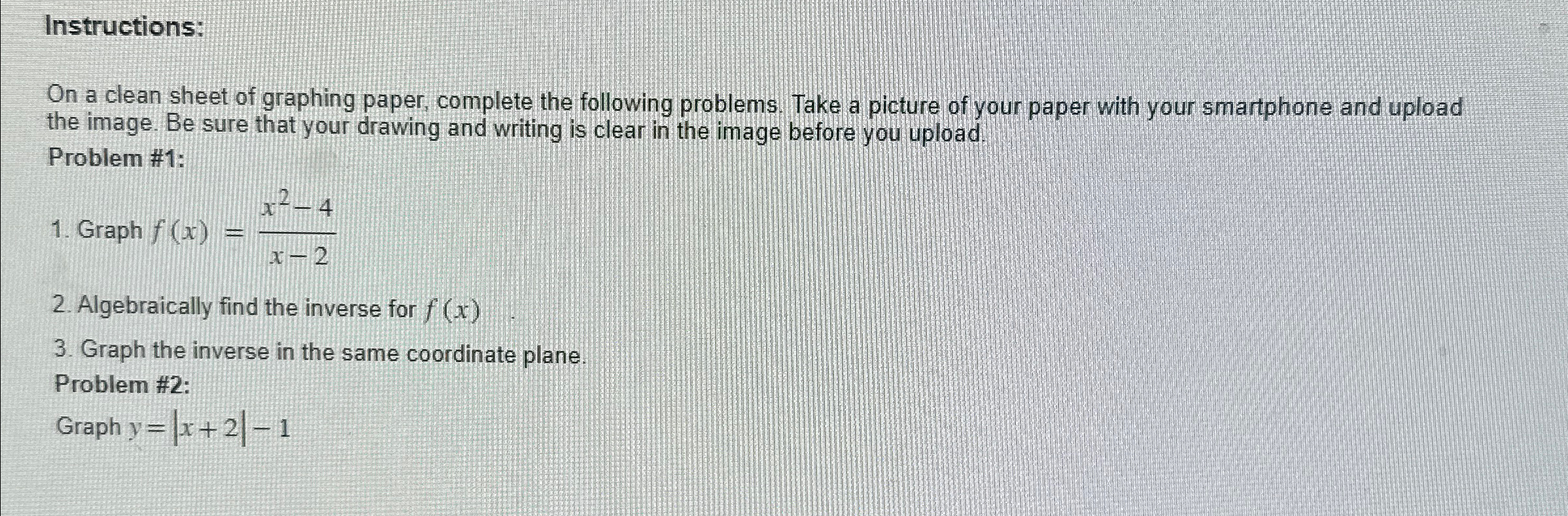Solved Instructions:On a clean sheet of graphing paper, | Chegg.com
