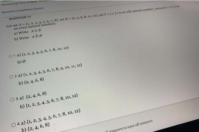 Solved Remaining Time: 2 hours. Question Completion Status: | Chegg.com