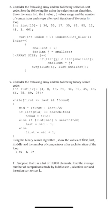 Solved Array Tutorials 1. Consider The Following Array: Int | Chegg.com