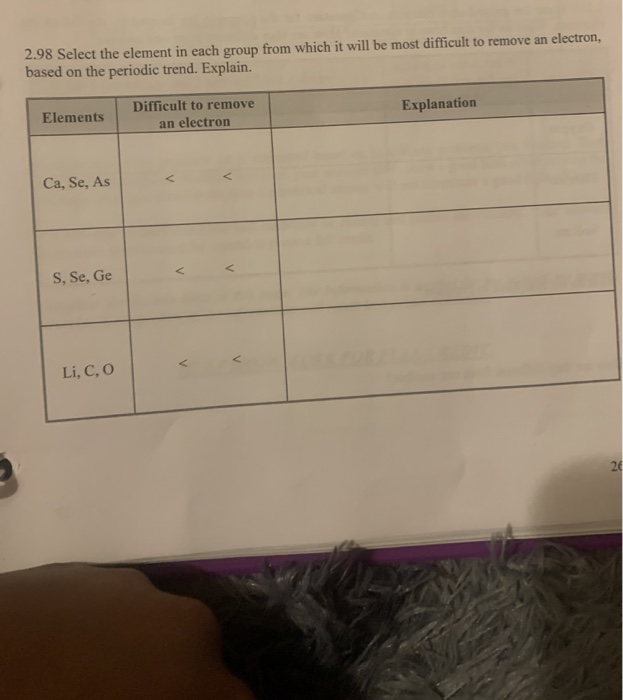 Solved 2.98 Select the element in each group from which it | Chegg.com