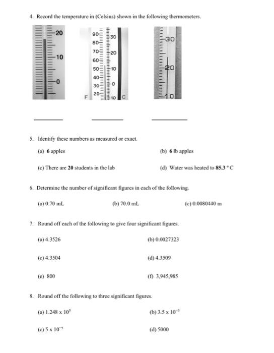 Solved 4. Record the temperature in (Celsius) shown in the | Chegg.com