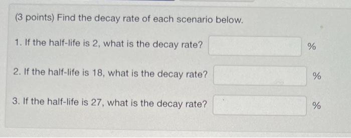 Solved (3 points) Find the decay rate of each scenario | Chegg.com