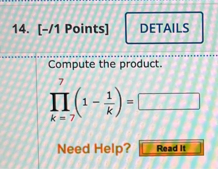 Solved 13. [−/1 Points] Compute the summation. | Chegg.com