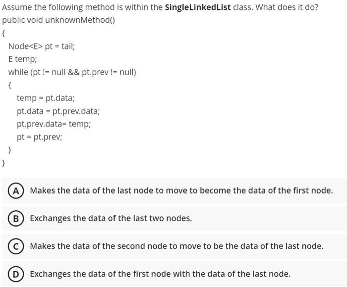 Solved Assume the following method is within the | Chegg.com
