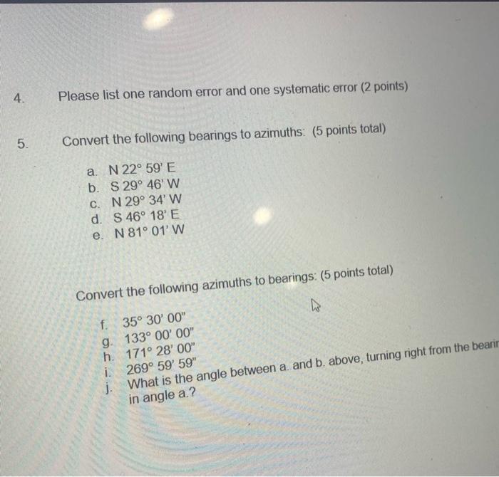 Solved 4. Please list one random error and one systematic | Chegg.com
