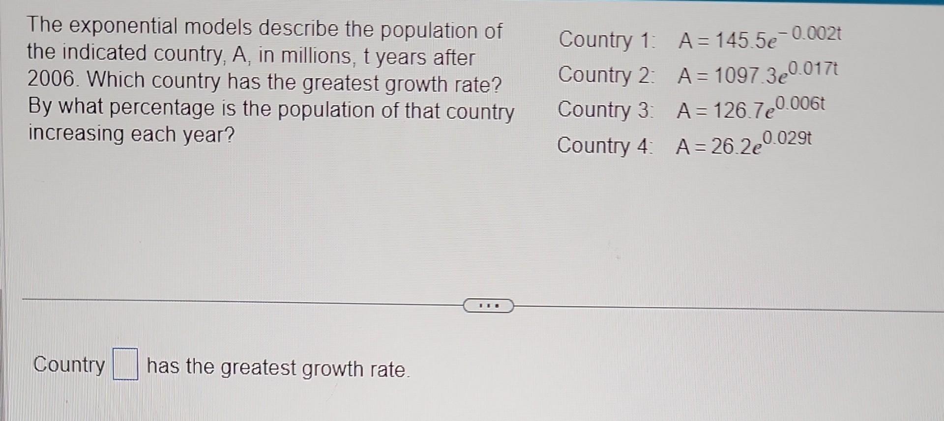 Solved The exponential models describe the population of the | Chegg.com