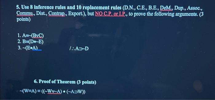 5. Use 8 inference rules and 10 replacement rules | Chegg.com