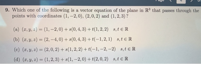 Solved 9. Which one of the following is a vector equation of | Chegg.com