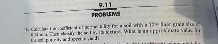 Solved 1. Calculate the coefficient of permeability for a | Chegg.com