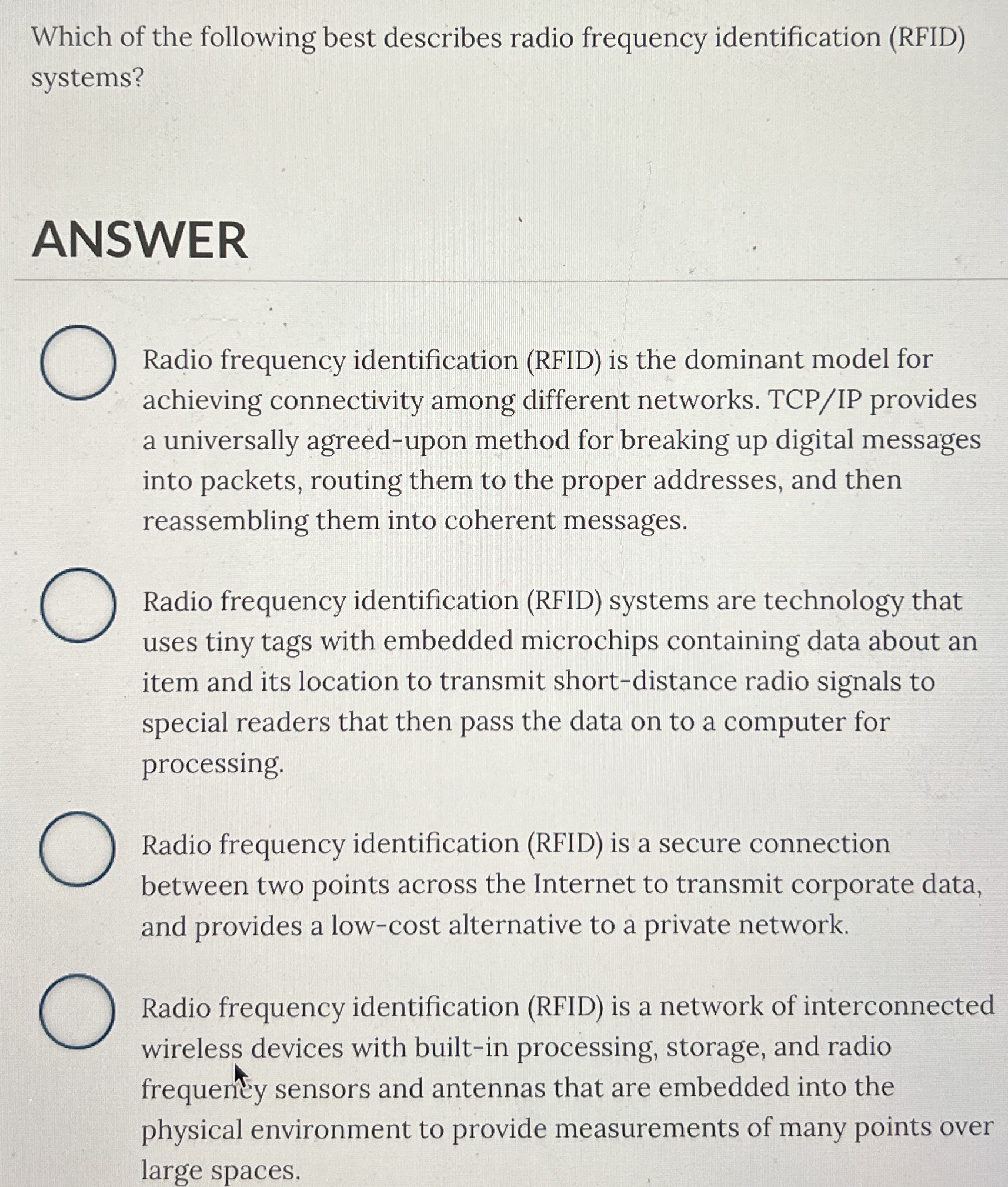 Solved Which of the following best describes radio frequency