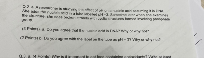 Solved 2.2. a. A researcher is studying the effect of pH on | Chegg.com