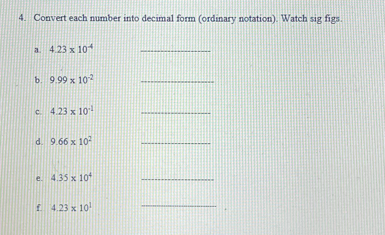 write 2.36 10 3 as a decimal number ordinary form