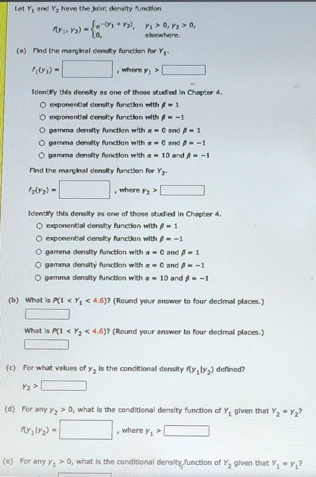 Solved Let Y1 And Y2 Heve The Joint Density Function