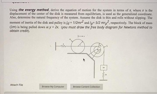 Solved Using the energy method, derive the equation of | Chegg.com