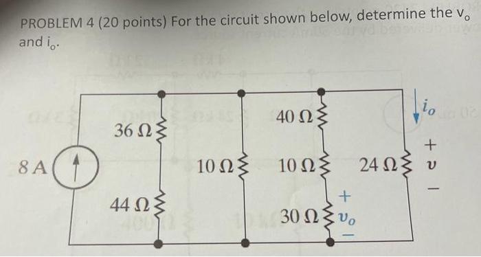 Solved PROBLEM 4 ( 20 points) For the circuit shown below, | Chegg.com