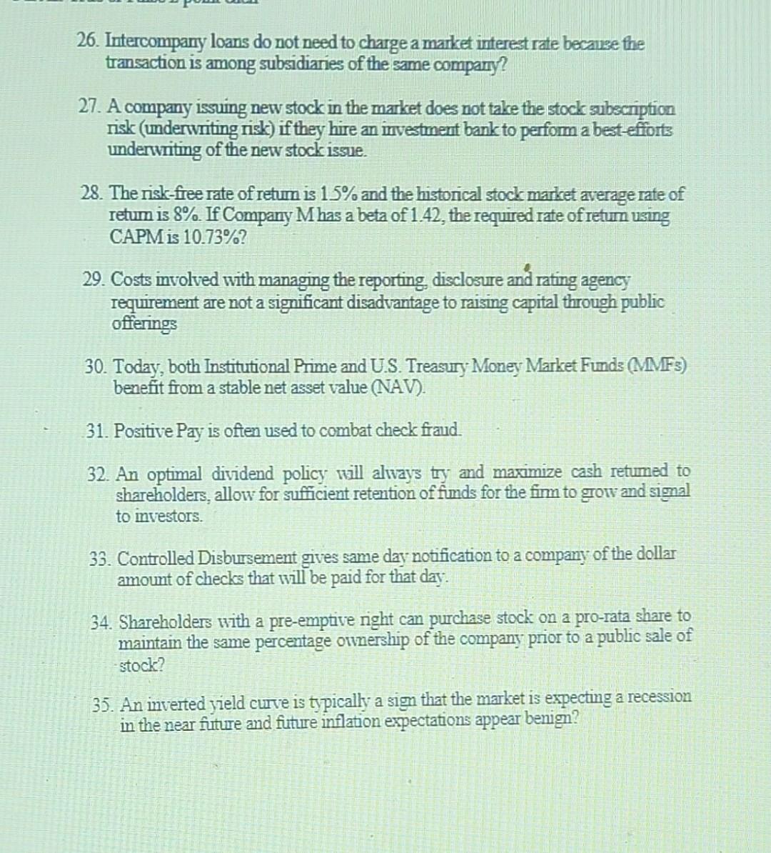 Solved Answer in True or False Please answer all the