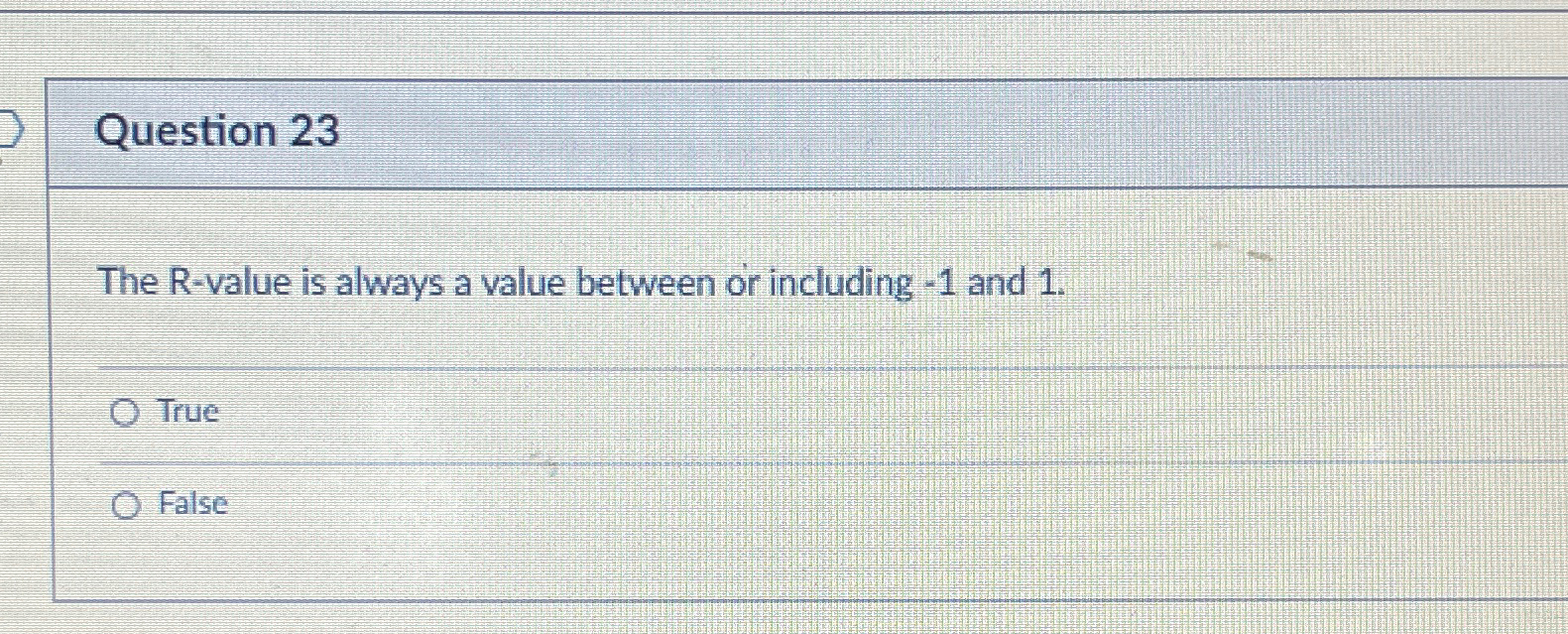 Solved Question 23The R-value is always a value between or | Chegg.com