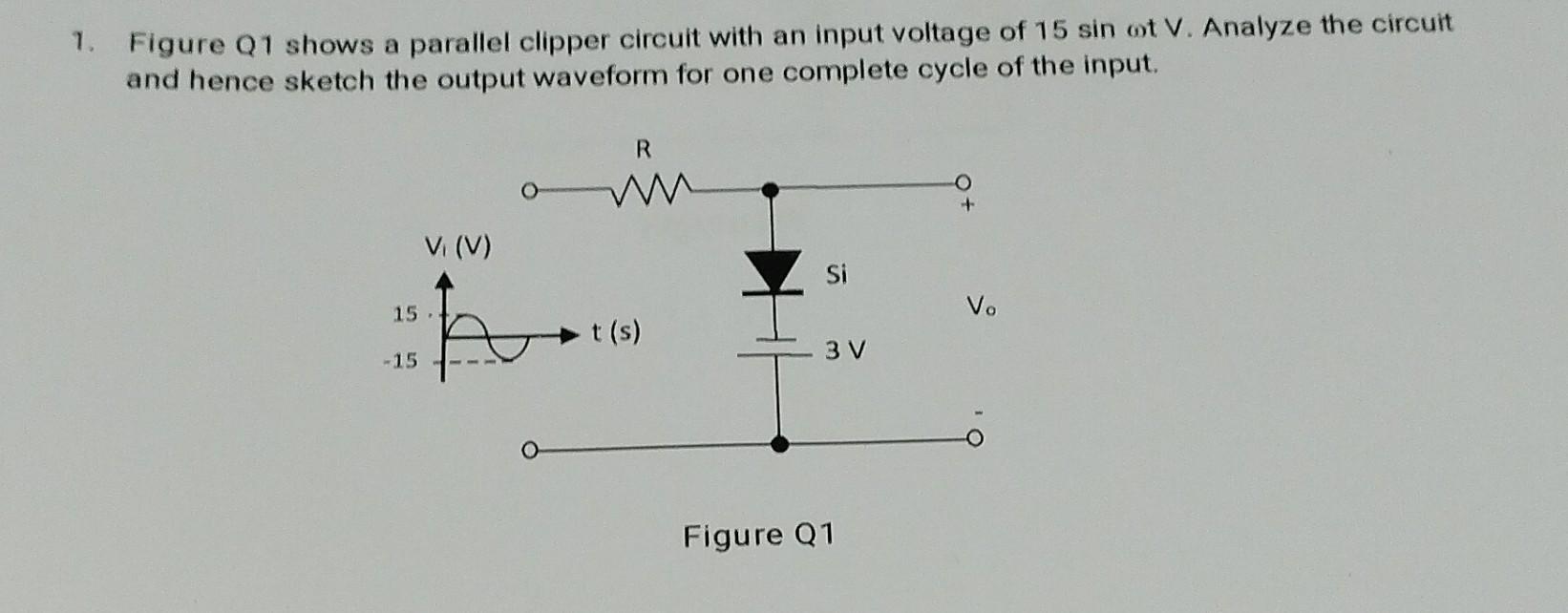 Solved Figure Q Shows A Parallel Clipper Circuit With An Chegg Com