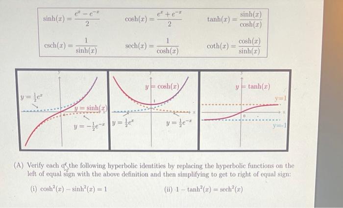 Solved sinh(x) = cosh(a) efter 2 tanh() sinh(2) cosh(2) 2 | Chegg.com