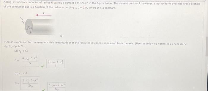 Solved A long, cylindrical conductor of radius R carries a | Chegg.com