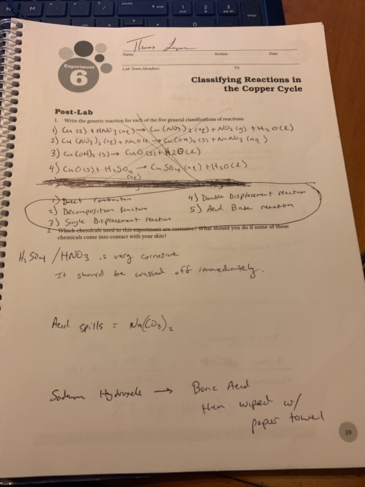 Lab Tham Members Classifying Reactions in the Copper