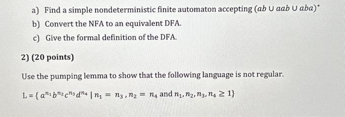 Solved A) Find A Simple Nondeterministic Finite Automaton | Chegg.com