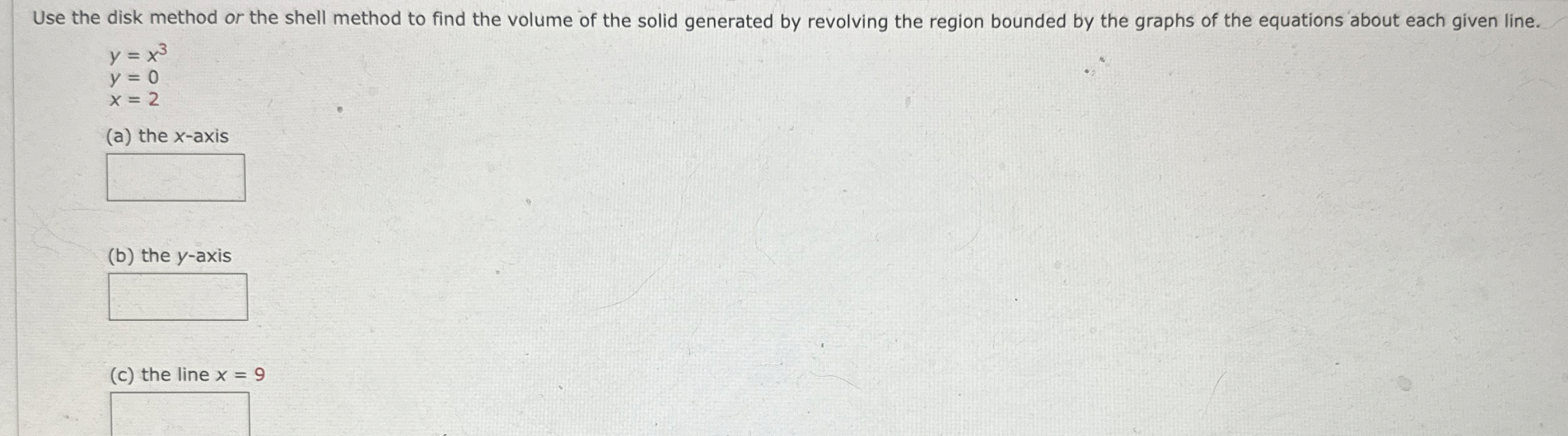 Solved Use the disk method or the shell method to find the | Chegg.com