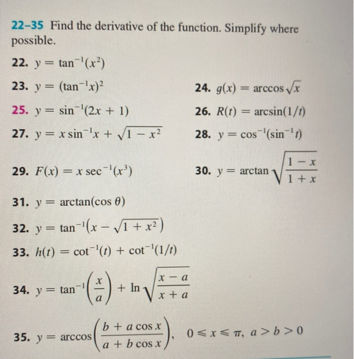 22 35 Find The Derivative Of The Function Simplify Chegg Com
