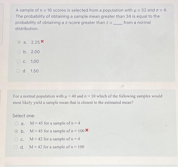 Solved A sample of n=16 scores is selected from a population | Chegg.com