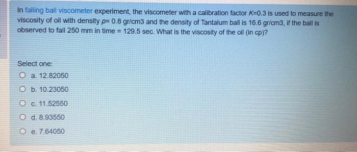 falling ball viscometer experiment