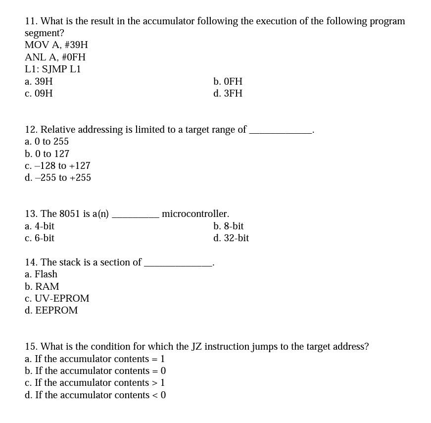 Solved 11. What is the result in the accumulator following | Chegg.com