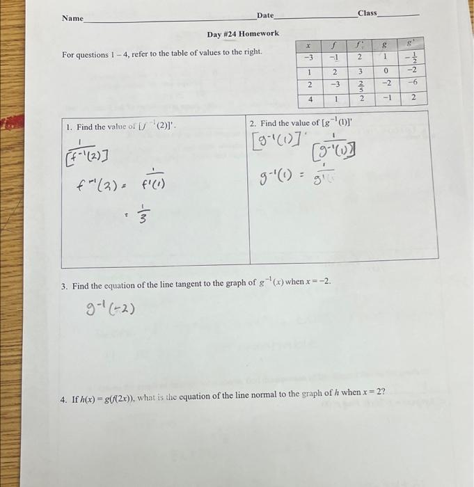 Solved Name Day #24 Homework For questions 1 - 4, refer to | Chegg.com