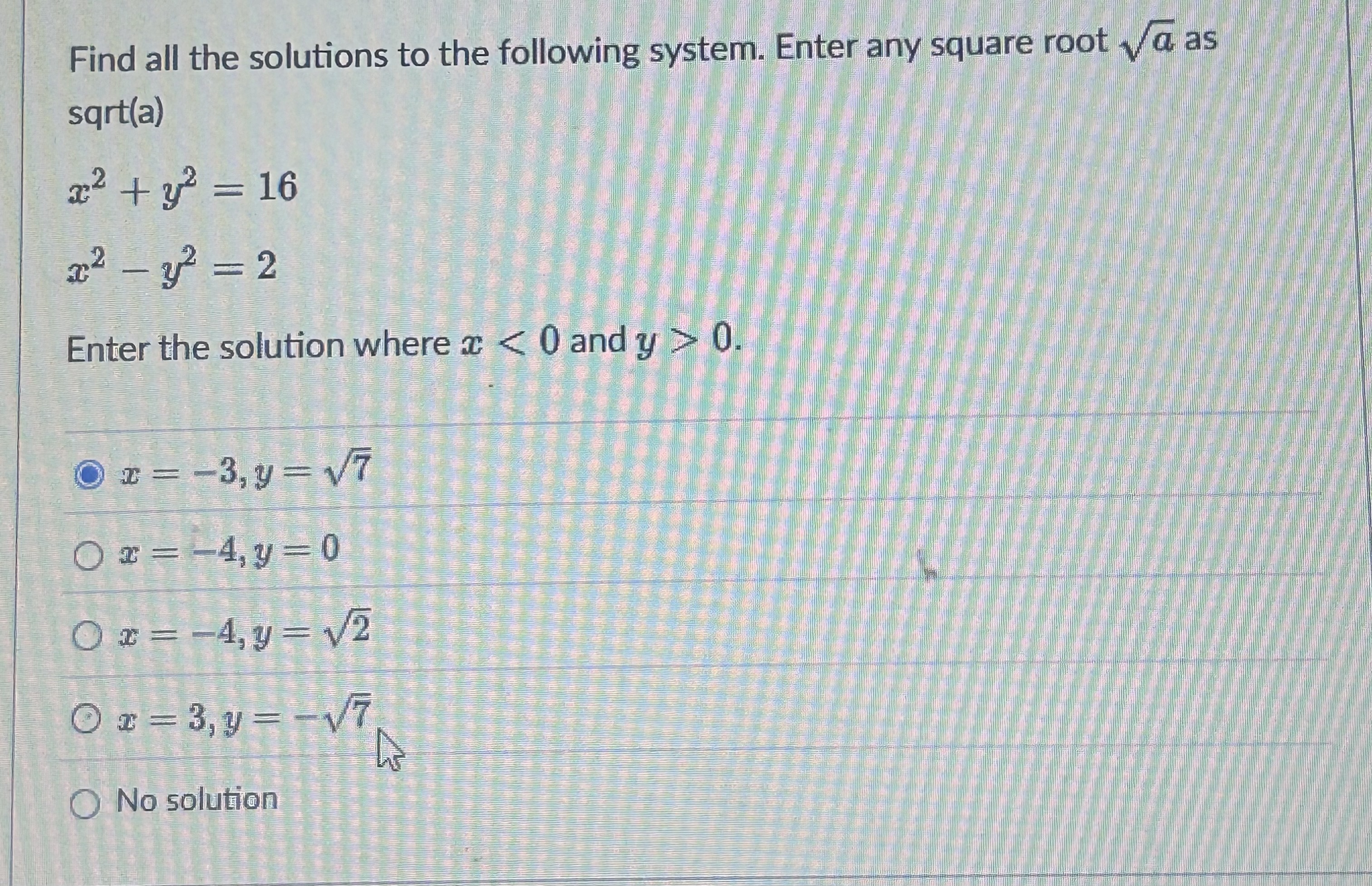 Solved Find all the solutions to ﻿the following system. | Chegg.com