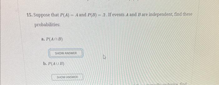 Solved (Section 4.4 Exercises) For Problem 1 Part B Find P(A | Chegg.com