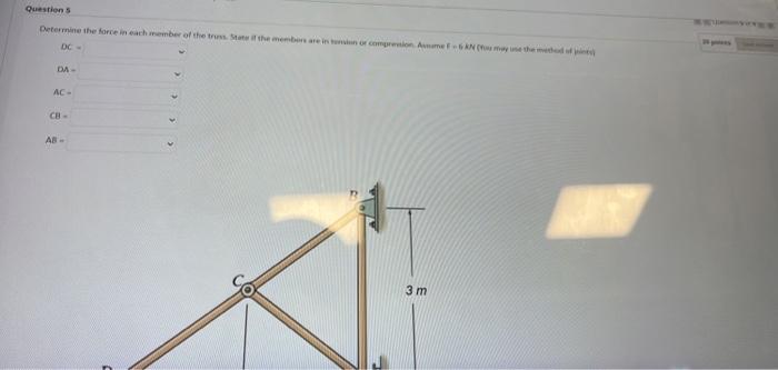 Solved Questions Determine the force in each member of the | Chegg.com