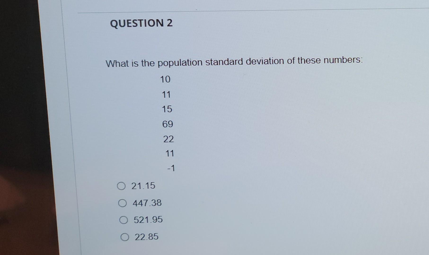Solved What is the population standard deviation of these | Chegg.com