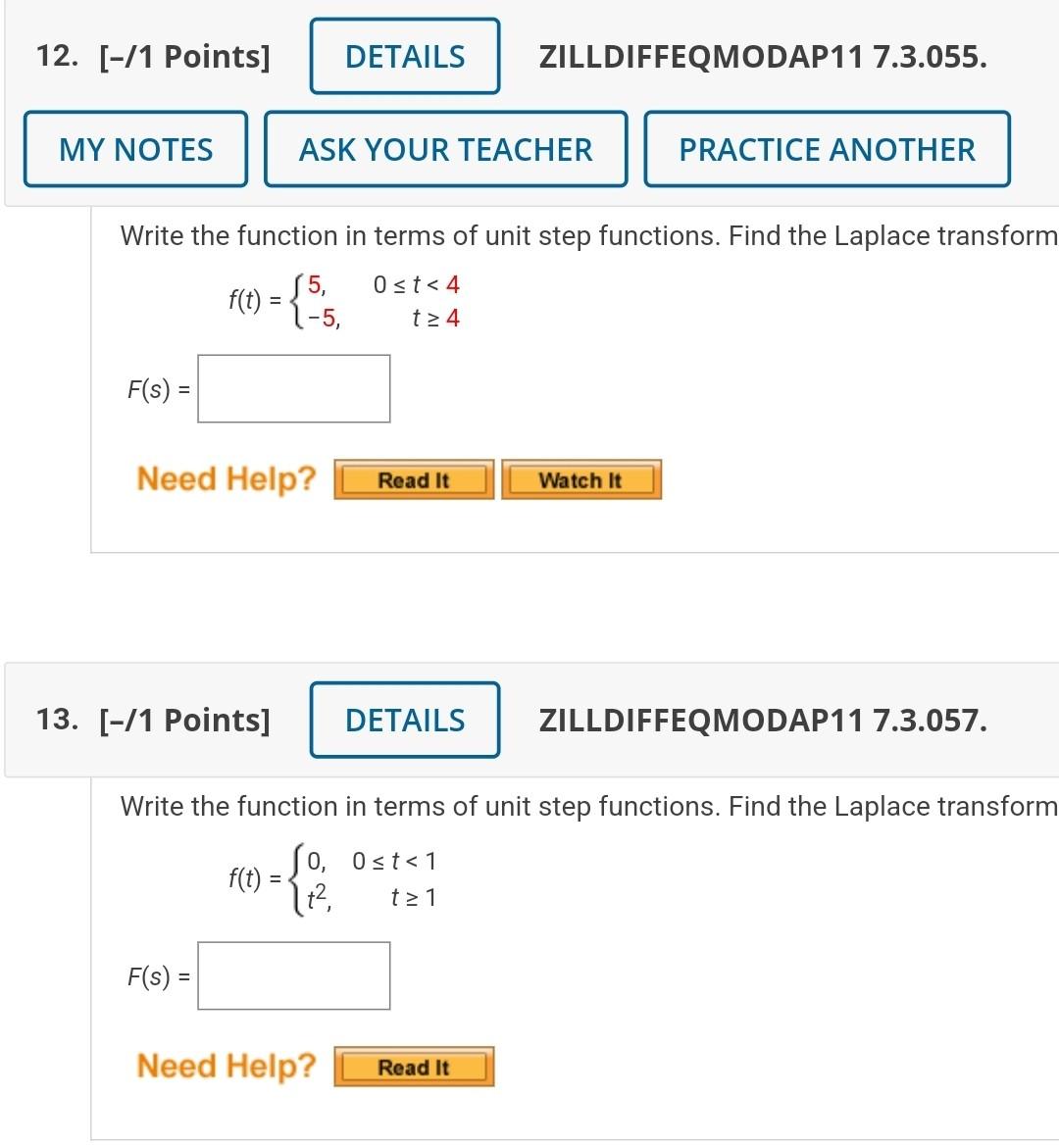 Solved 12. [-/1 Points] DETAILS ZILLDIFFEQMODAP11 7.3.055. | Chegg.com