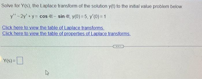 Solved Solve for Y(s), the Laplace transform of the solution | Chegg.com