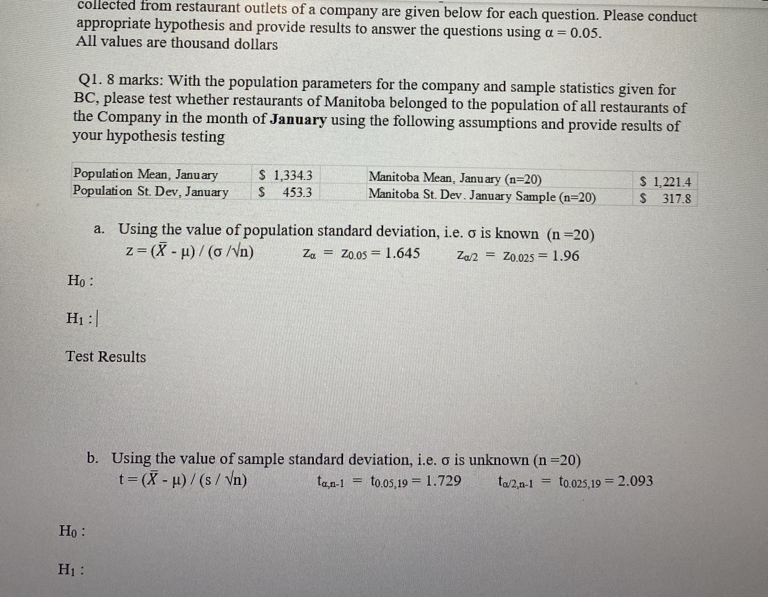 Solved With the population parameters for the company and | Chegg.com