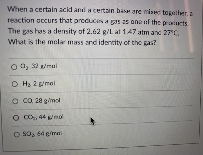 Solved When A Certain Acid And A Certain Base Are Mixed T Chegg Com