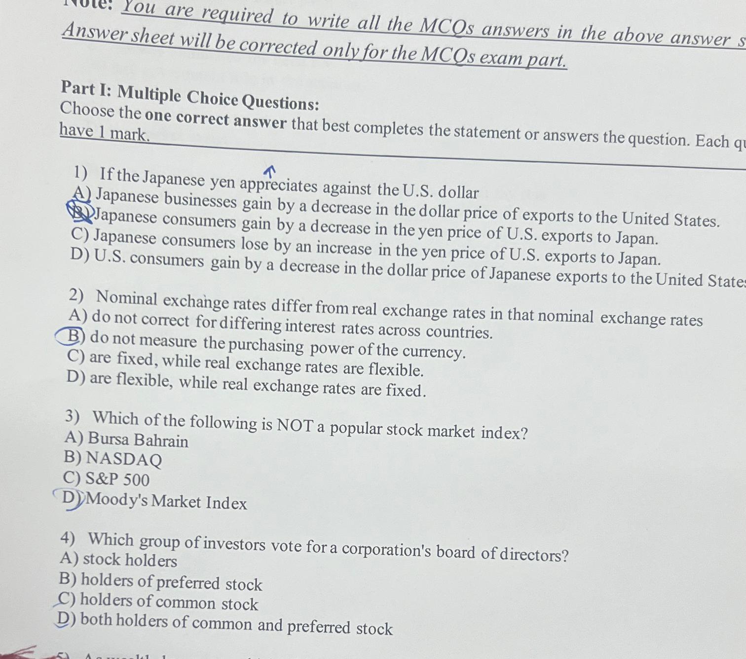 Solved You are required to write all the MCOs answers in the