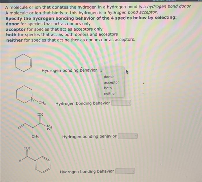 Solved A molecule or ion that donates the hydrogen in a | Chegg.com