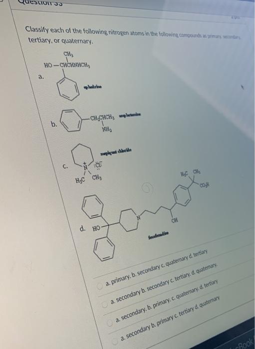 Solved QueSUITS Classify each of the following nitrogen | Chegg.com