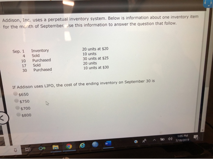 Solved Addison, Inc. Uses A Perpetual Inventory System. B