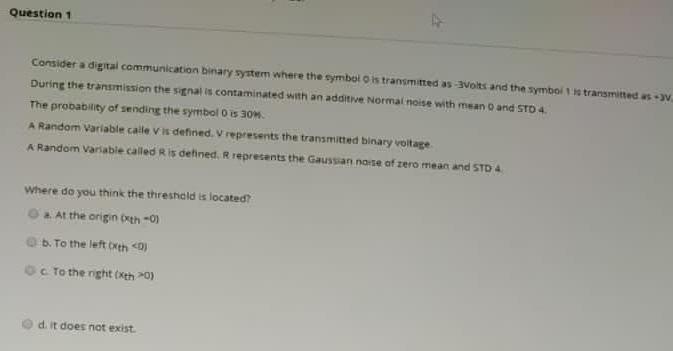Solved Question 1 Consider a digital communication binary | Chegg.com
