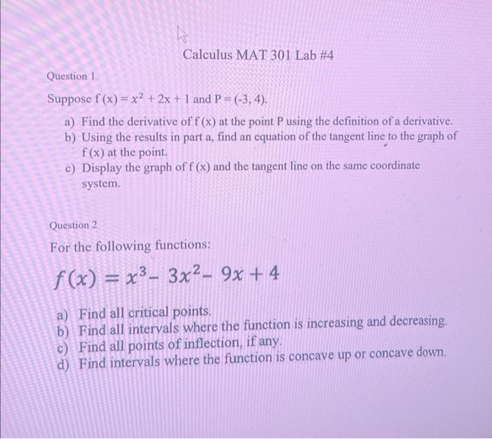 Solved Suppose F X X2 2x 1 And P −3 4 A Find The