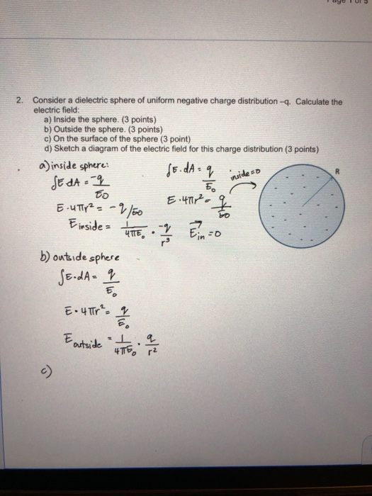 Solved Iago UL 3 2. Consider a dielectric sphere of uniform | Chegg.com