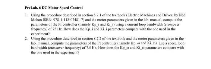 Solved for both questions find kp and ki for question 1 | Chegg.com