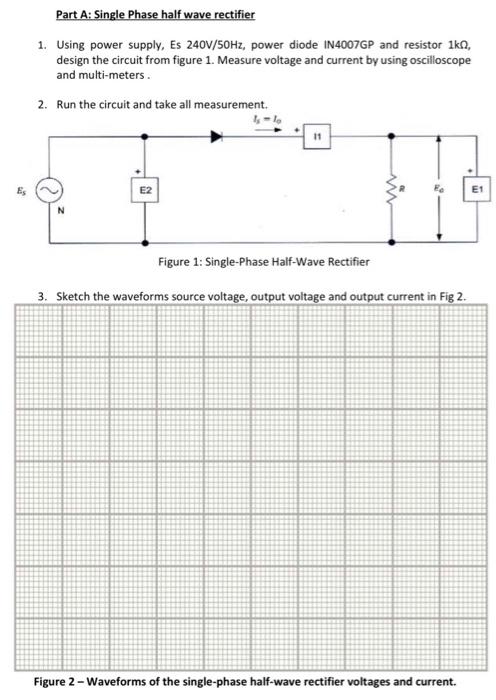 Solved Part A: Single Phase half wave rectifier 1. Using | Chegg.com